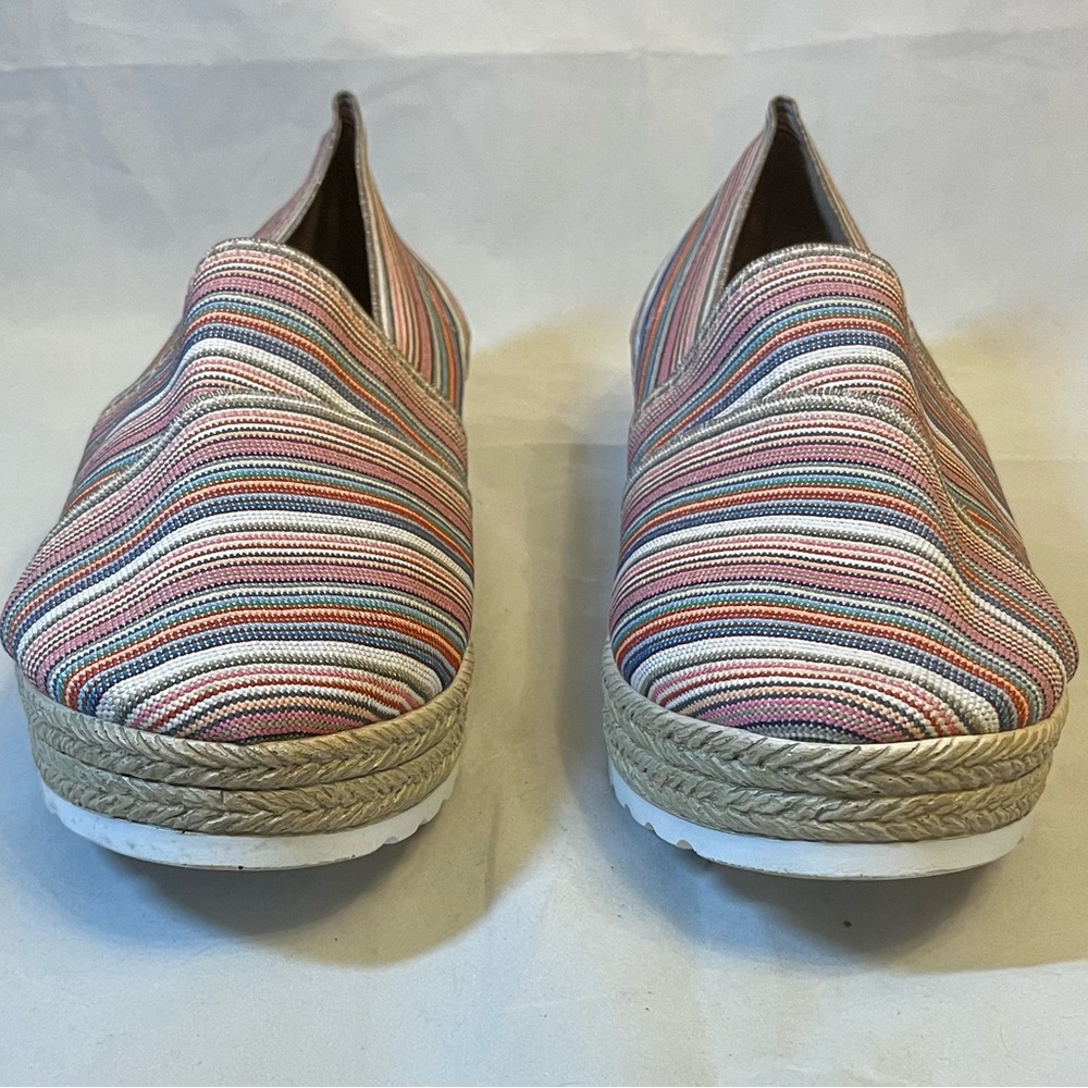 San Miguel Shoes Striped Espadrille Slip-On Multi Pink US 10.5-11